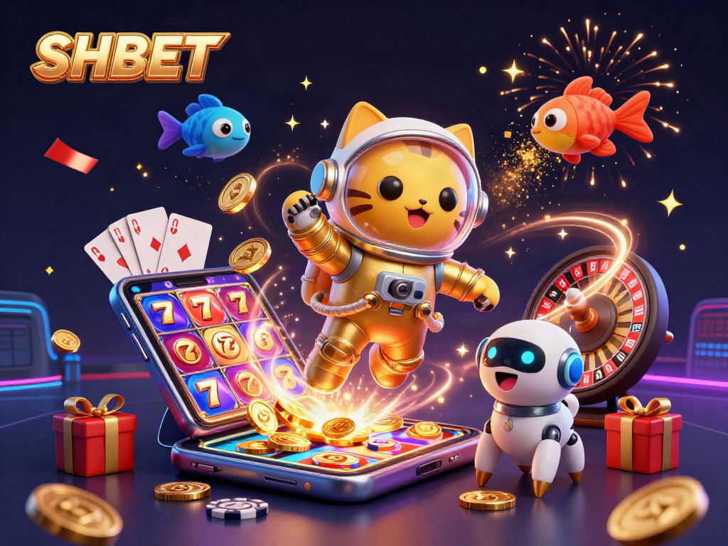 Engage with SHBET's vibrant casino games in a cosmic 3D adventure.