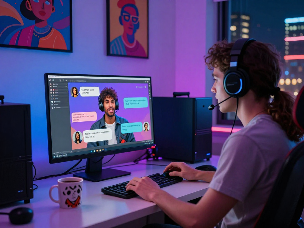 AI porn chat scene showing engaging conversation on a modern computer setup