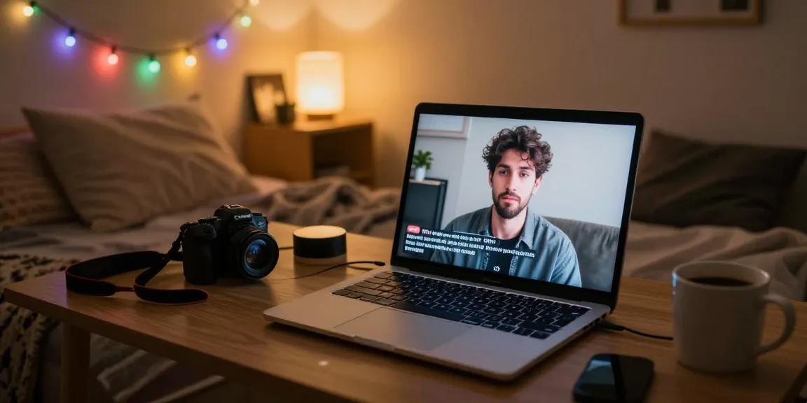 Interactive nsfw ai chat session in cozy bedroom setting.