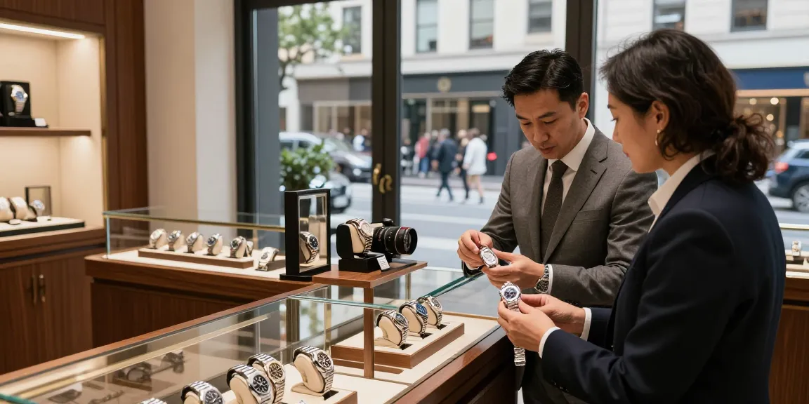 Browse premium clone watches in a luxury showroom showcasing craftsmanship and elegance.