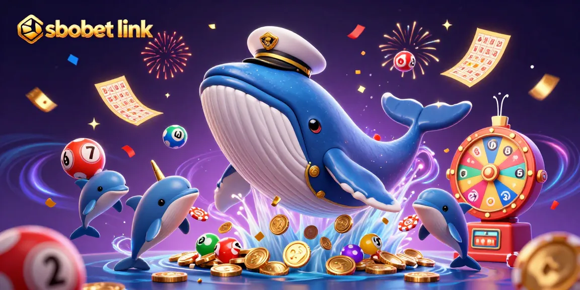 Engage with sbobet link through a dynamic scene of a whale, narwhal, and dolphins in a casino adventure.