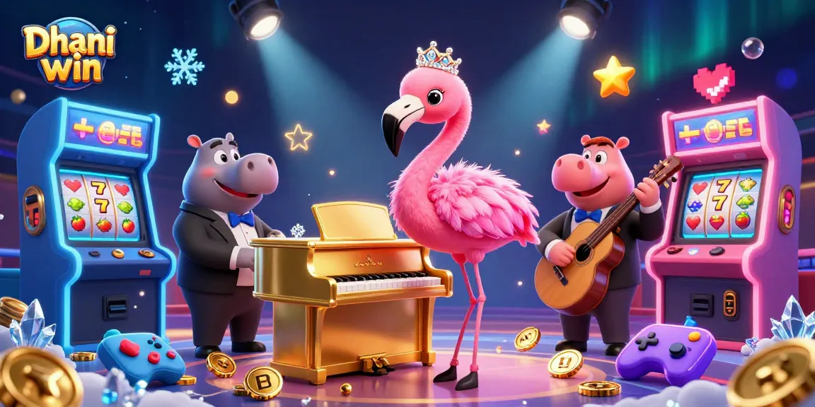 Dhani win offers dynamic casino excitement with colorful arcade machines and lively characters.