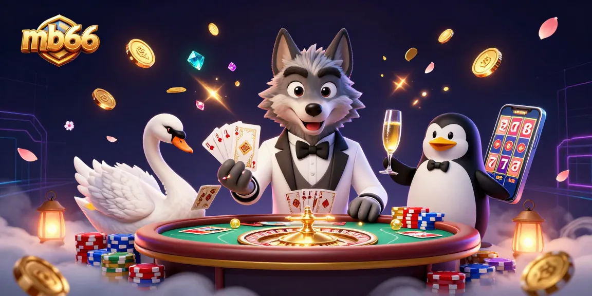 Experience thrilling gaming at mb66 with our colorful casino scene featuring elegant characters.
